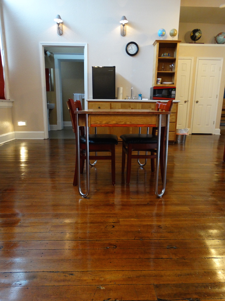 Red Suite Table and Kitchenette