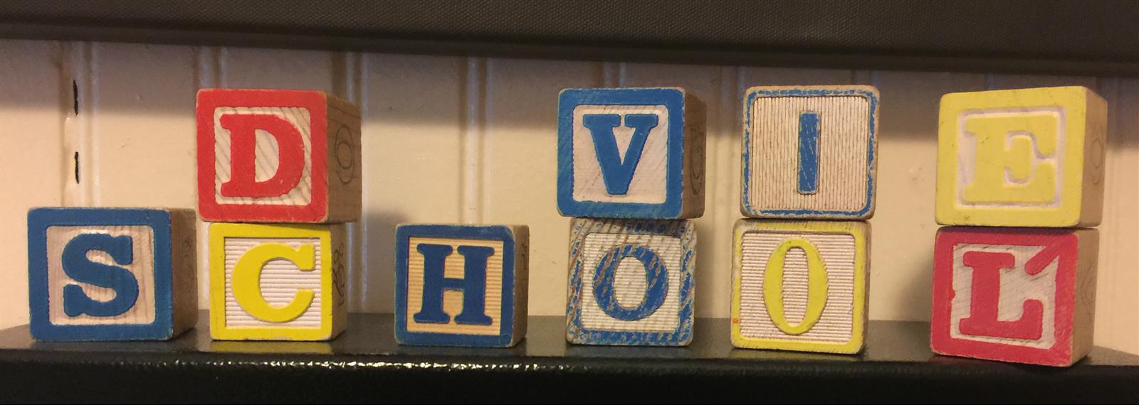 Old Wooden Blocks Spelling Davie School